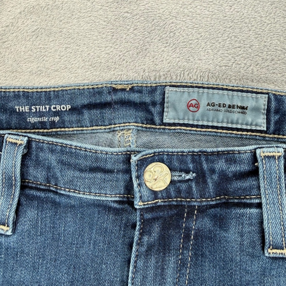 AG Adriano Goldschmied The Stilt Crop Cigarette Jeans Raw Hem Blue Size 30 - Picture 5 of 13